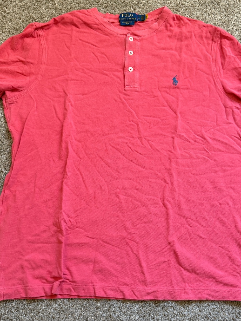 Polo by Ralph Lauren Men’s Coral Short-Sleeve Henley Shirt